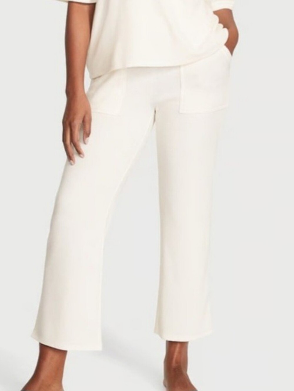 Victoria's Secret Cream Pull On Waffle Knit Jogger Sweatpant Loungewear Small